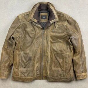 Regency La Marque Collection 4XL Tall Brown Leather Bomber Jacket Zip MSRP $600